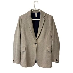 Mural Womens Grey Herringbone Single Button Blazer Jacket Small Tailored Career